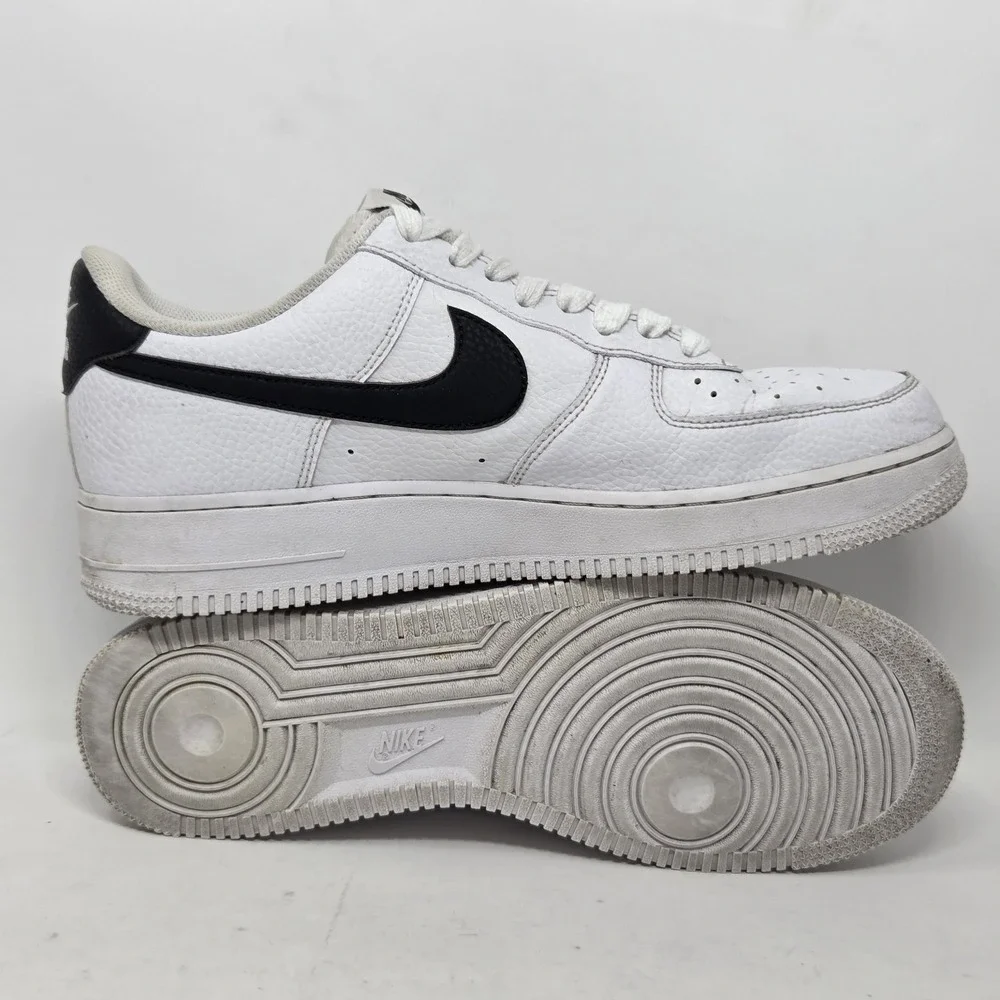 Nike Air Force 1 One Low '07 White Black Swoosh CT2302-100 Men's 10.5